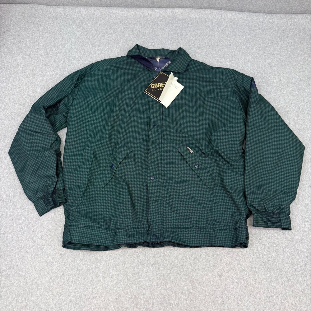 Sunderland of Scotland Gore-Tex Golf Jacket Mens Large Green Houndstooth NWT